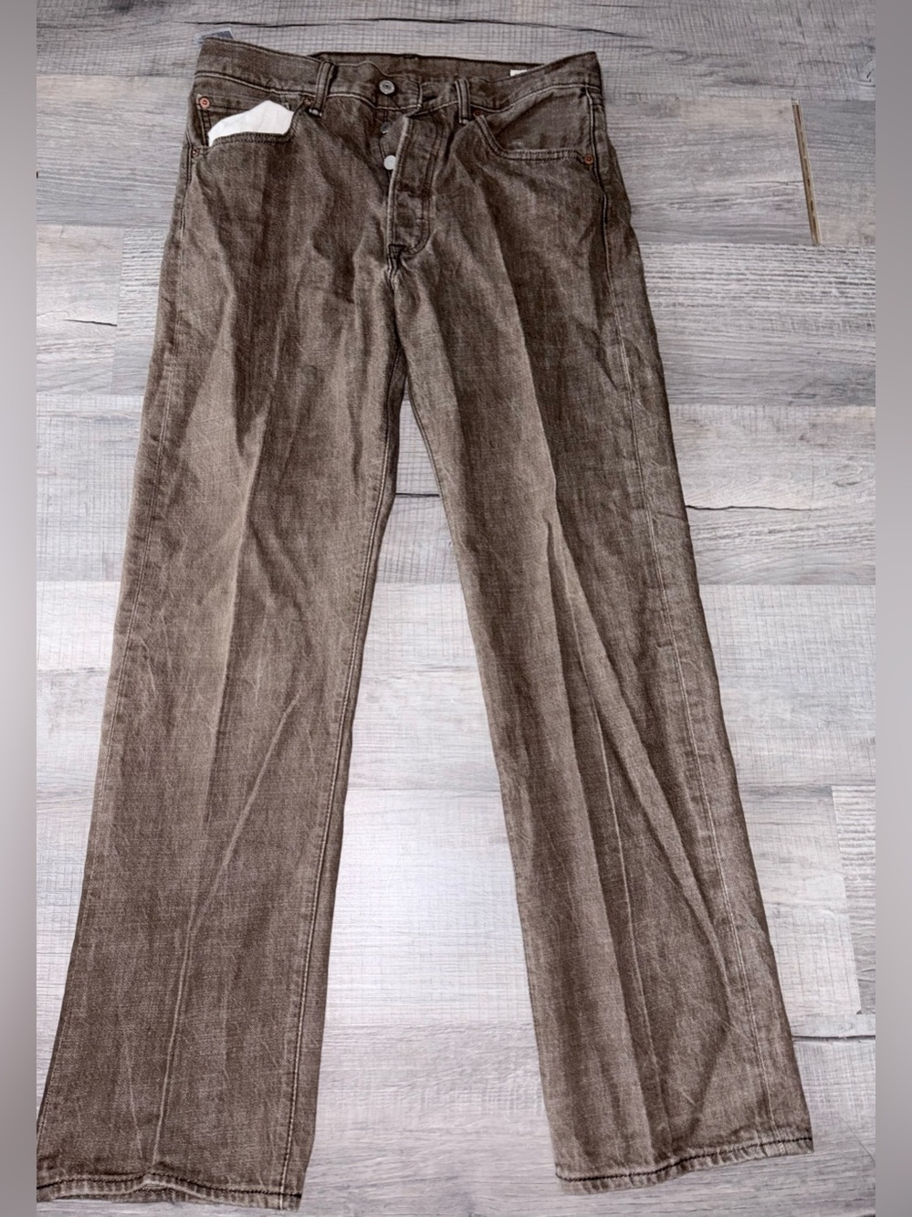 Men’s Brown Levi’s 501 jeans white oak cone denim size 33x32 Rare